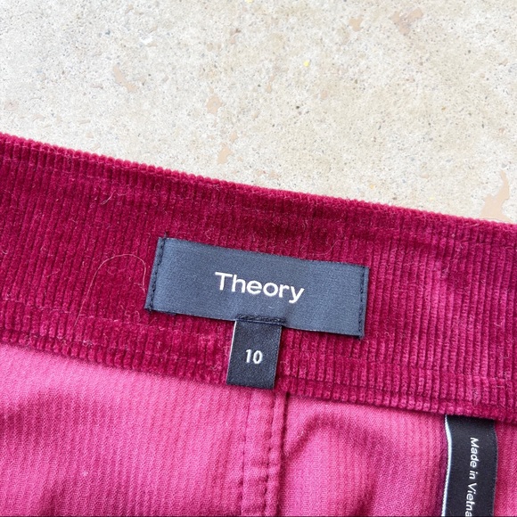 Theory Corduroy Burgundy Front Zip Mini Skirt - Picture 2 of 4